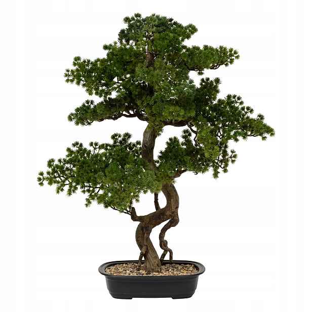 Umělé bonsai stromek Polin, černý keramický květináč, 72 x 36 x 86 cm