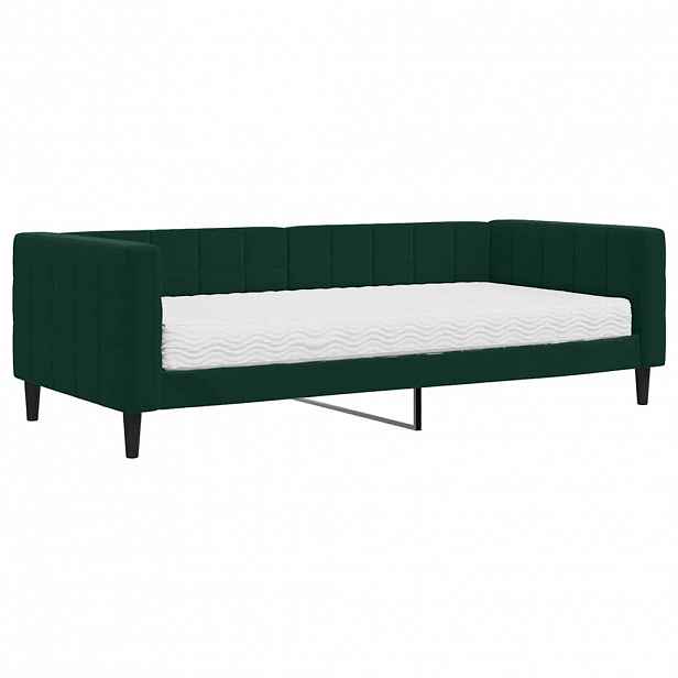vidaXL Válenda s matrací tmavě zelená 90 x 200 cm samet