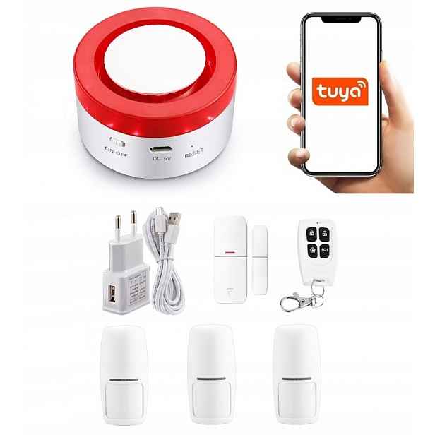 Bezdrátová Zabezpečovací Siréna WiFi Tuya Smart 3xPIR