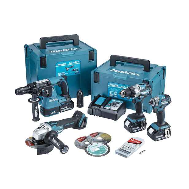 Makita - 10dílná sada AKU nářadí, baterií a nabíječky DLX4195JX1