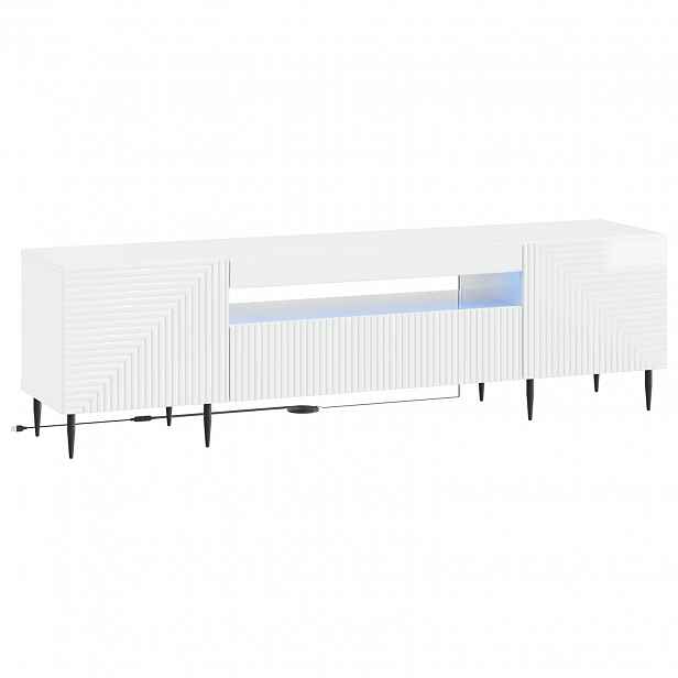 vidaXL LED TV skříň HAARLEM 153 x 35 x 43 cm Bílá s vysokým leskem
