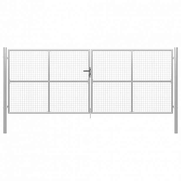 vidaXL Zahradní brána pozinkovaná ocel 400 x 150 cm stříbrná