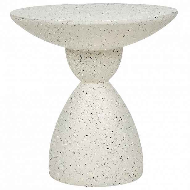 Beliani ZAHRADNÍ PŘÍSTAVNÝ STOLEK Beton krémově bílý Terrazzo Look kulatý 50 cm Caffi
