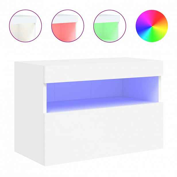 vidaXL Nástěnná TV skříňka s LED osvětlením bílá 60 x 30 x 40 cm