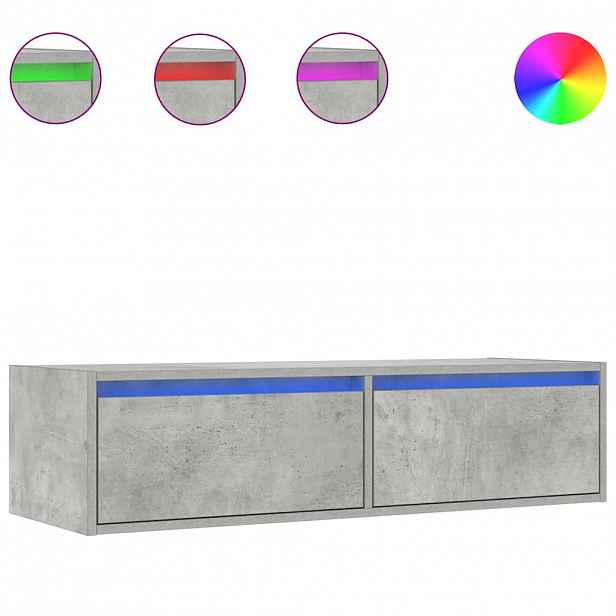 vidaXL TV skříňka s LED osvětlením betonově šedá 100X35,5x25 cm