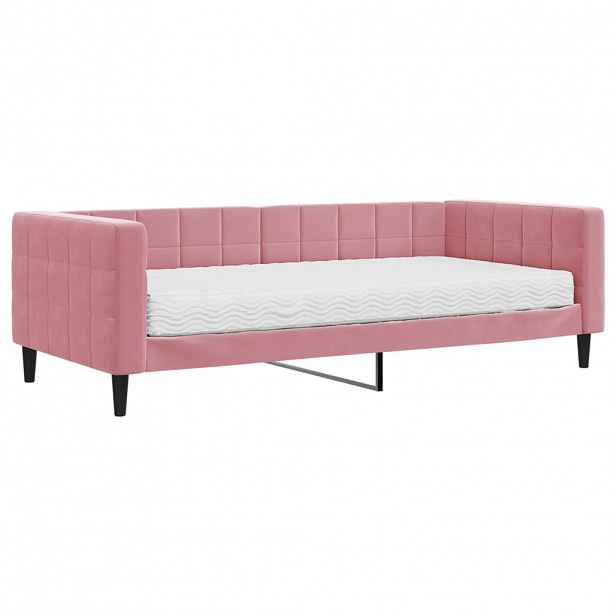 vidaXL Válenda s matrací růžová 90 x 200 cm samet
