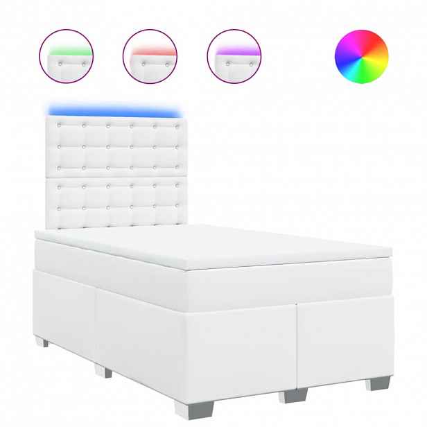 vidaXL Box spring postel s matrací bílá 120x190 cm umělá kůže