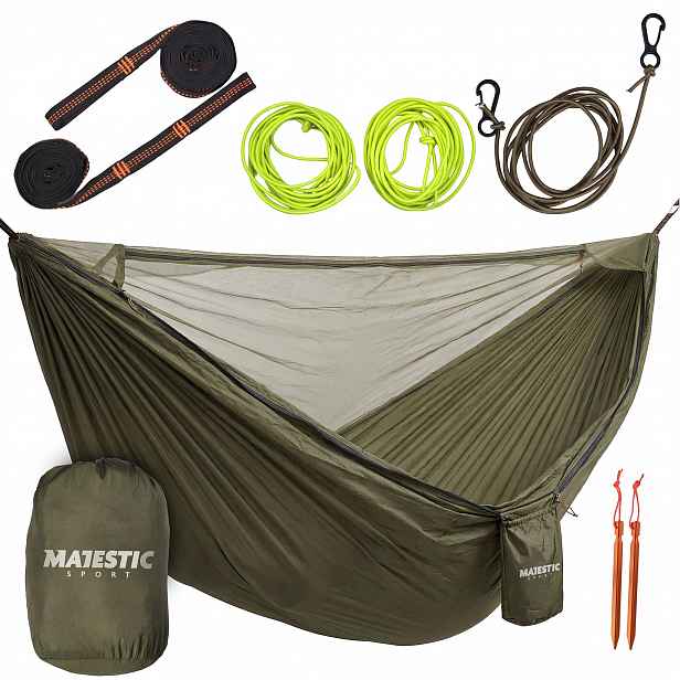 Turistická houpací síť s moskytiérou bushcraft Majestic Sport 320 x 150 cm
