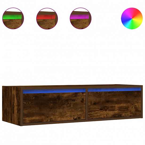vidaXL TV skříňka s LED osvětlením kouřový dub 100X35,5x25 cm
