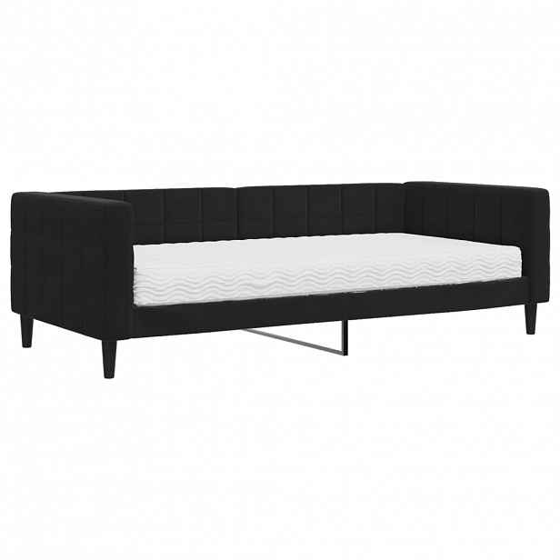 vidaXL Válenda s matrací černá 90 x 200 cm samet
