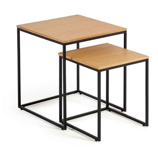 Odkládací stolky v sadě 2 ks s deskou v dubovém dekoru 45x45 cm Yoana – Kave Home