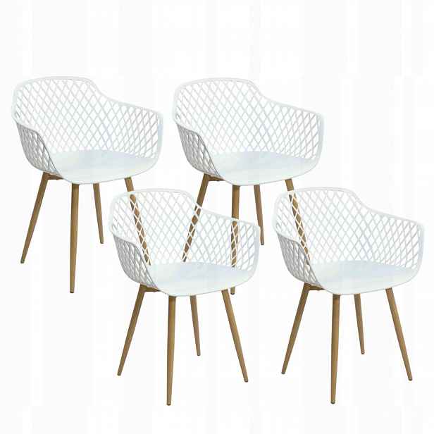 Skandinávské perforované křeslo Loft Bílé Moderní křeslo do obývacího pokoje Kuchyně x4