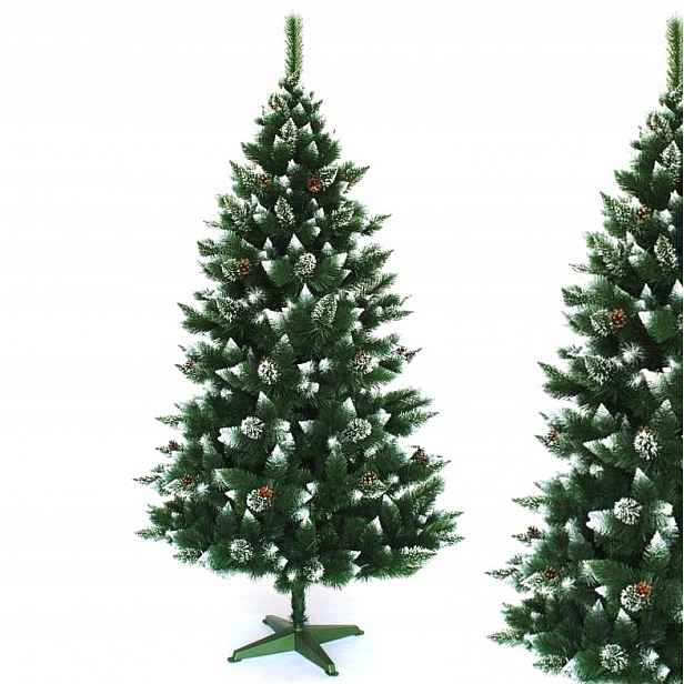 Umělý Vánoční Stromeček Zasněžený S Diamantovými Šiškami 220 cm