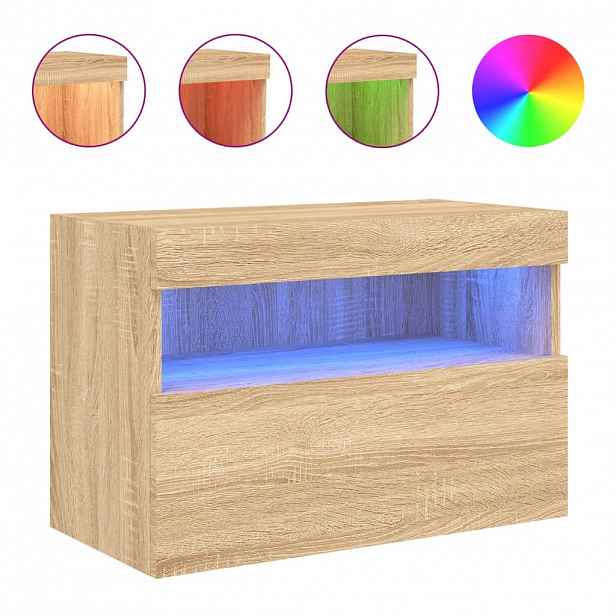vidaXL Nástěnná TV skříňka s LED osvětlením dub sonoma 60 x 30 x 40 cm