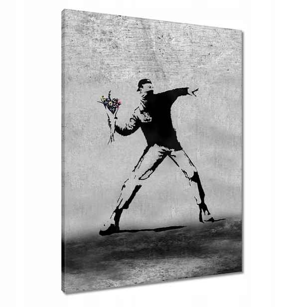 Obrazy 60x80 Banksy Vrhač květin