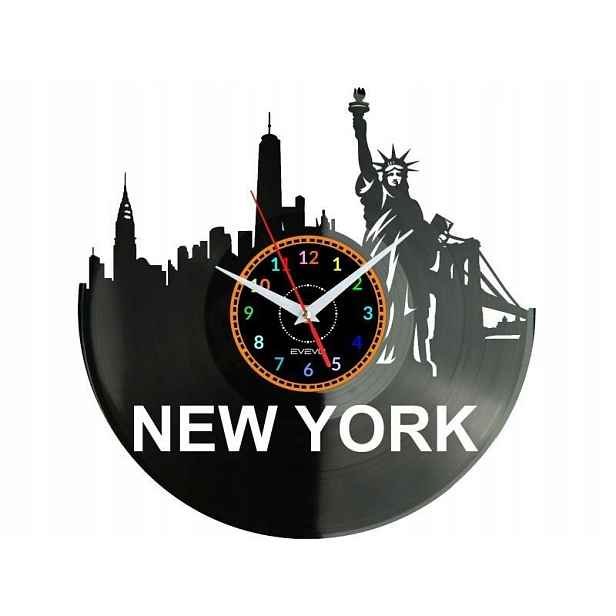 New York Dárek Originální dekorace do domu Hodiny z vinylové desky