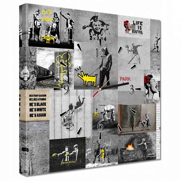 Nástěnné hodiny 40x40 Full Mix Banksy