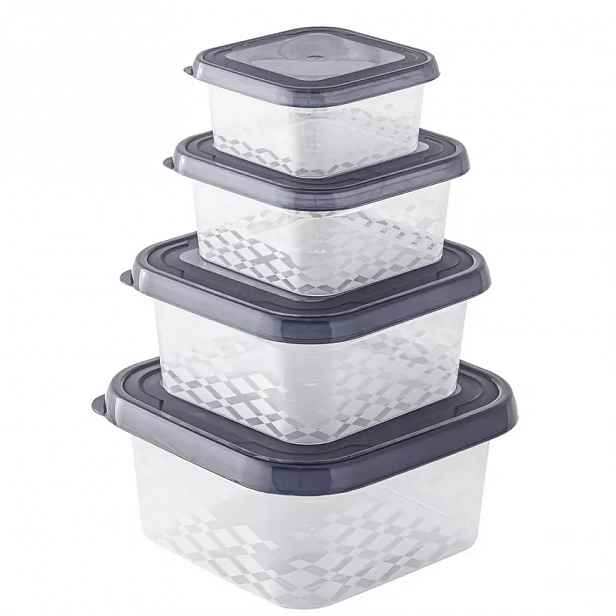 Sada 4 dóz Ori box hranaté 0.25l+0.45l+0.8l+1.25l 16x16x8 cm