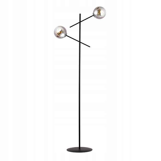 Stojací lampa Nicea černá 2x Skleněné stínidlo grafitová E14 stojací lampa