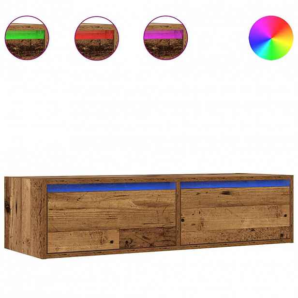 vidaXL TV skříňka s LED osvětlením starého dřeva 100X35,5x25 cm