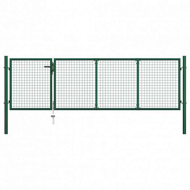 vidaXL Zahradní brána ocelová 350 x 100 cm zelená