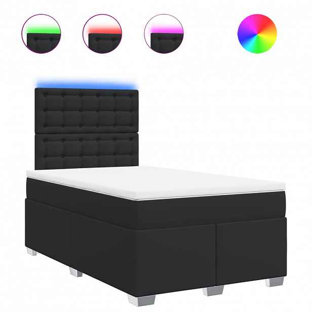 vidaXL Box spring postel s matrací černá 120 x 200 cm umělá kůže
