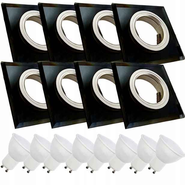 8x Skleněná Stropní Lampa Zapuštěná Do Stropu Křišťál 7W Led Žárovky