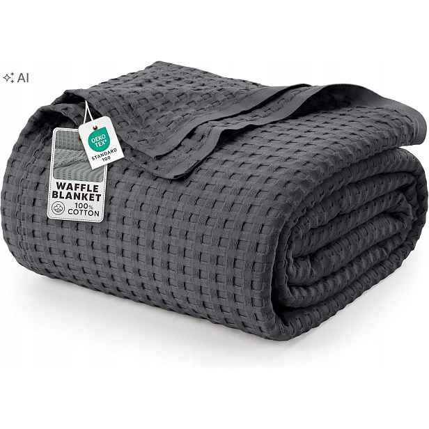 Bavlněná vaflová deka 300 Gsm 228 x 228 cm chladně šedá Utopia Bedding r22
