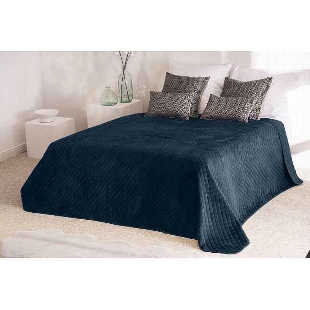 Dekorativní přehoz 170x210 Beddo velurový, modrý, oboustranný Faro