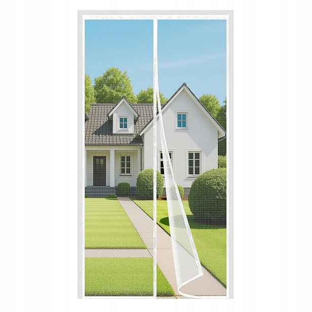 Moskytiéra na dveře 140 x 220 cm, bílá síť bez vrtání