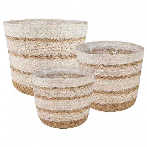 vidaXL 3 ks Přírodní, bílá a béžová Ø26 x 19 cm 100% mořská tráva