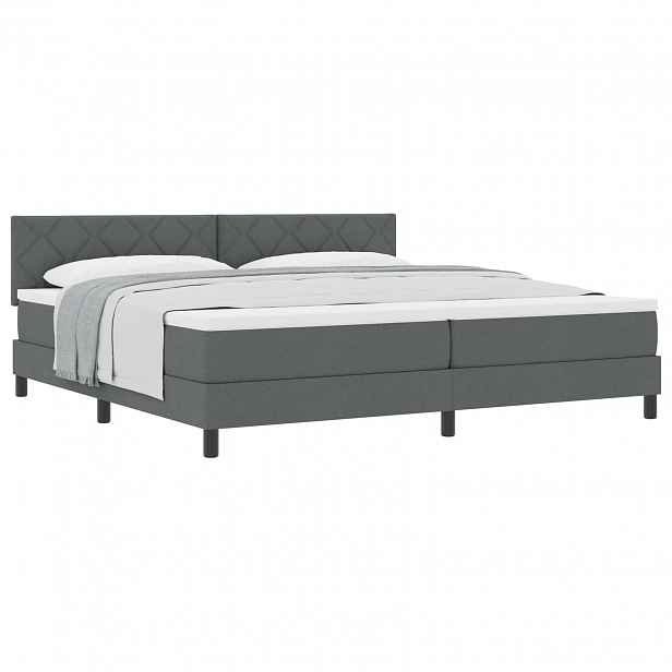 vidaXL Postel s boxspringem s polštářem Tmavě šedá 200 x 200 cm textil