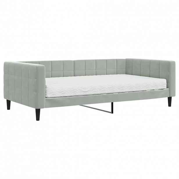 vidaXL Válenda s matrací světle šedá 100 x 200 cm samet
