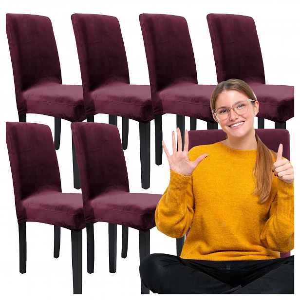 Sada: 6 x univerzální velurové potahy na židle