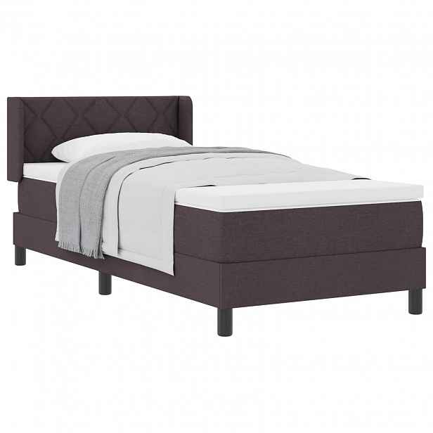 vidaXL Postel s boxspringem s čelo Tmavě hnědá 200 x 90 cm textil