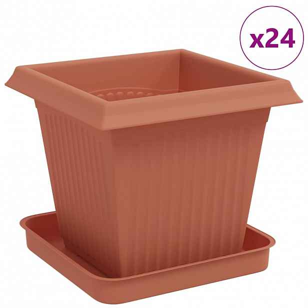 vidaXL Květináče 24 ks Cihlově červená Plast