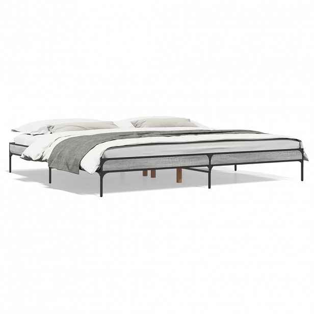 vidaXL Rám postele šedý sonoma 200 x 200 cm kompozitní dřevo a kov