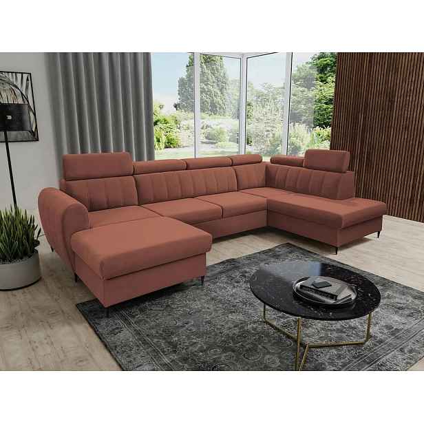 Sedačka na každodenní spaní do U LAKEWAY XL - indická růžová, levý roh