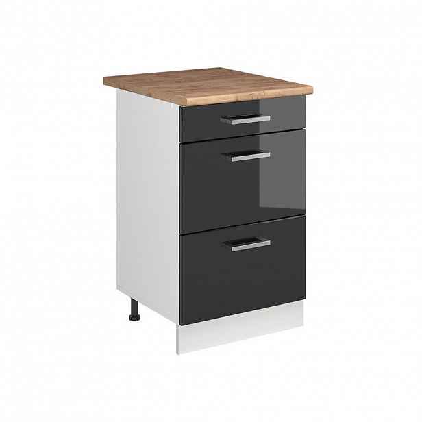 Vicco SPODNÍ SKŘÍŇKA KUCHYŇSKÉ LINKY R-Line, Antracitový vysoký lesk/Bílá, 50 cm pracovná doska Dub Goldkraft