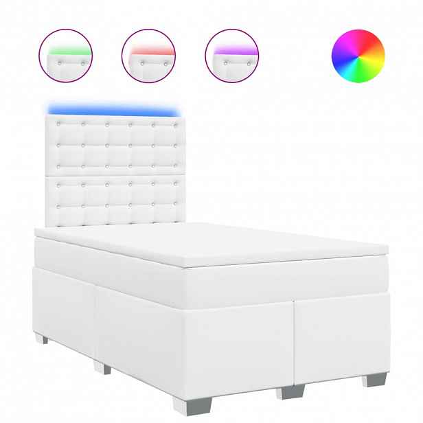vidaXL Box spring postel s matrací bílá 120x200 cm umělá kůže