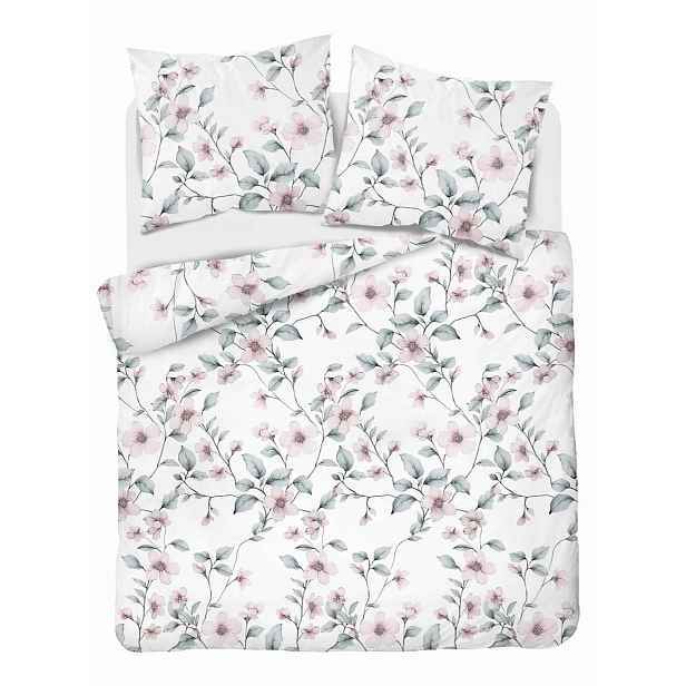 Povlečení saténové 220x200 bílá mátová květina 4915A Home Satin 80