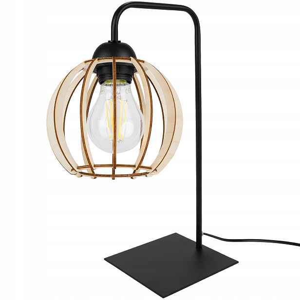 Stolní Lampa Noční Dřevěná Stínidlo Led Koule