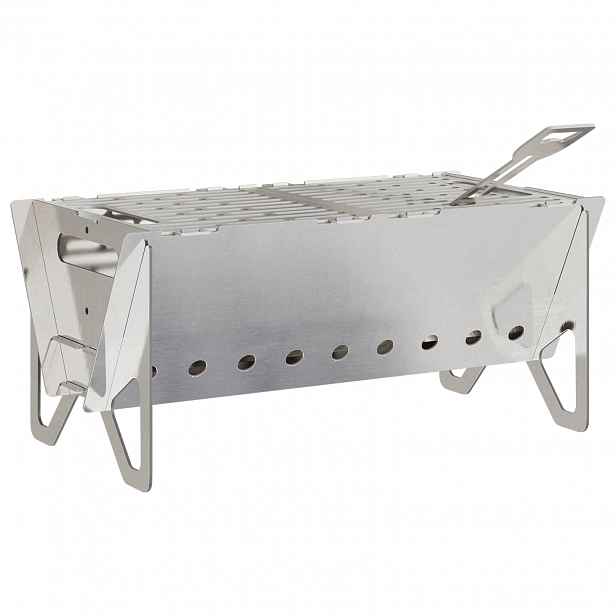vidaXL Kempingové ohniště 42 x 22 x 18 cm Nerezová ocel Stříbrná
