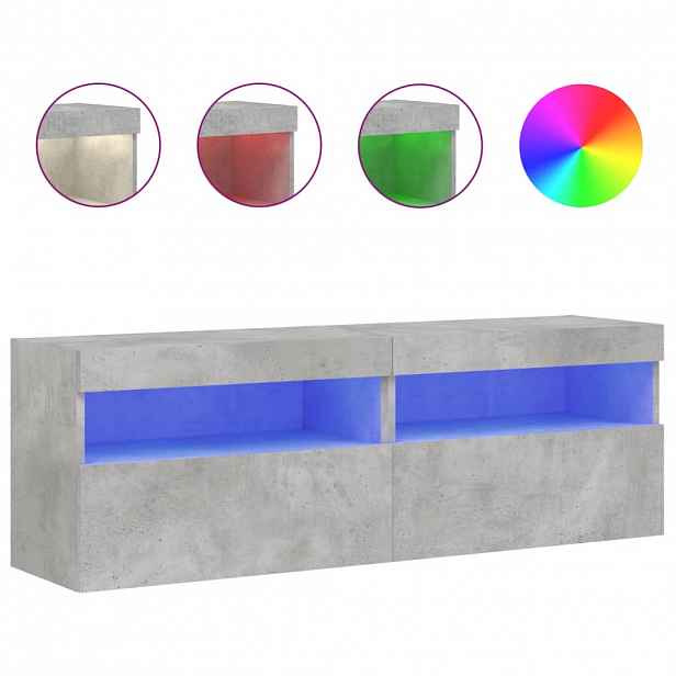 vidaXL Nástěnné TV skříňky s LED 2 ks betonově šedé 60 x 30 x 40 cm