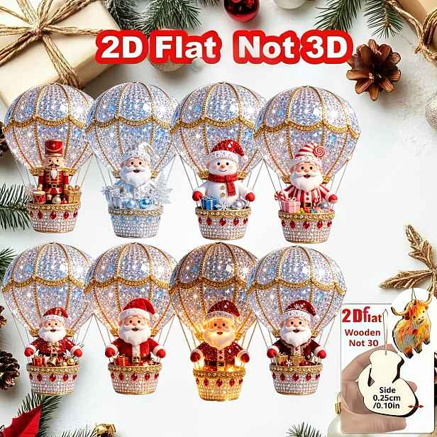 TEMU 2D Ploché, Balení 8 ks 8 ks Umělé Závěsné Ozdoby Vhodné pro Vánoční Stromkové Dekorace, Tvary Santa s Háčky, Ploché DIY Přívěsky pro Domácí