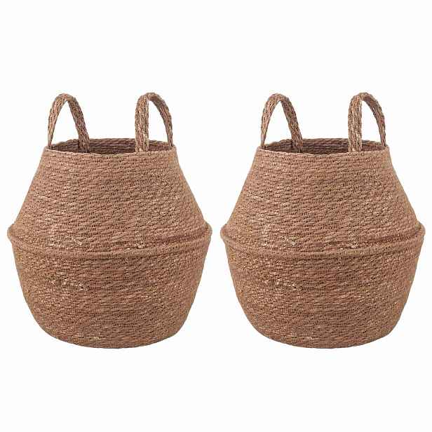 vidaXL Květináč s úchyty 2 ks Přírodní Ø 22 x 20 cm 100% mořská tráva