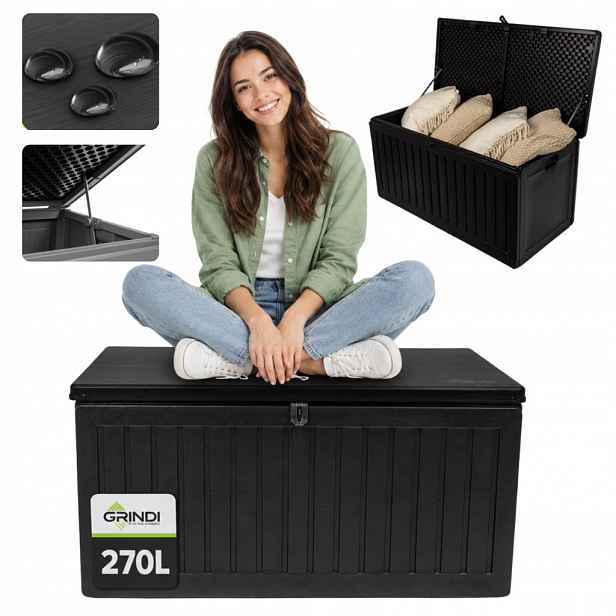 Zahradní Box S Sedákem Cygnus 270 L Černý, Voděodolný Na Balkon