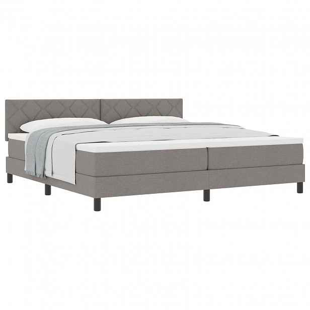 vidaXL Postel s boxspringem s čelo Taupe 200 x 200 cm textil