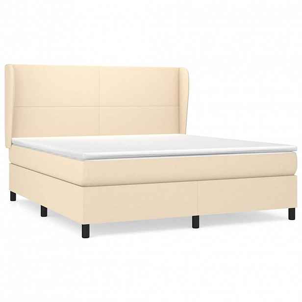 vidaXL Box spring postel s matrací krémová 180x200 cm textil