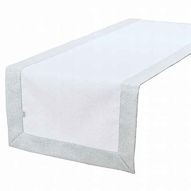 Běhoun šitý s manžetou 5 cm Stříbrný lesk 40x200